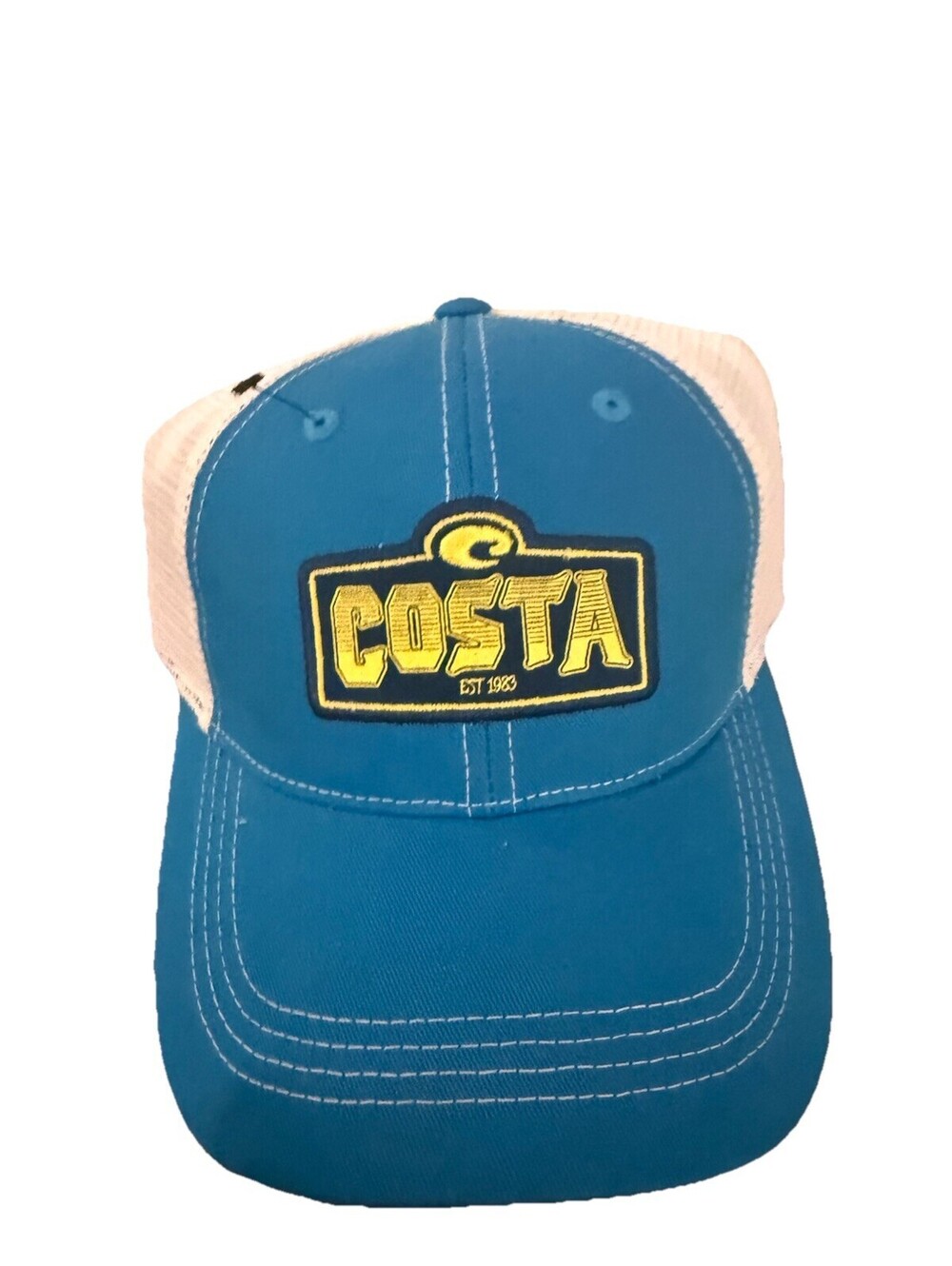 Costa Del Mar Trucker Hat Blue & White Mesh Back Snapback Fishing Cap NWOT